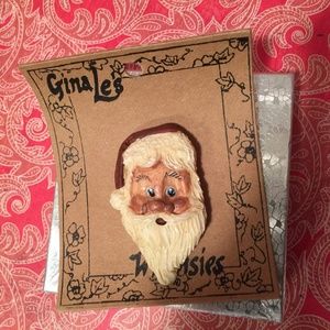 Santa face pin brooch Gina Les Whimsies